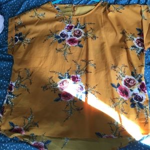 Shein Mustard Floral Blouse 3X